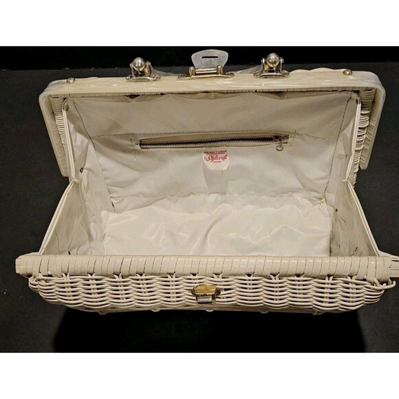 Rare Vintage 1950s/60s Stylecraft of Miami Wicker/Lucite Box Bag Shell Accents - Picture 9 of 16